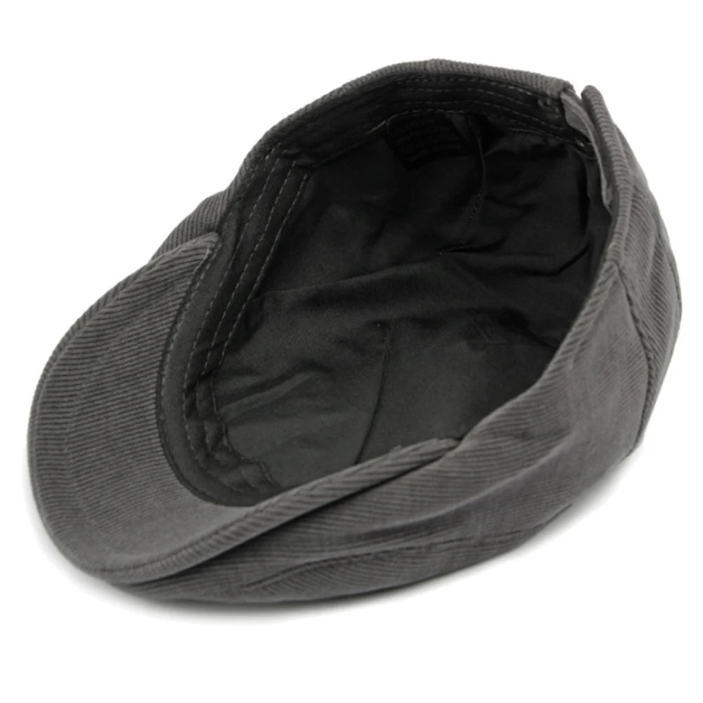 Men’s Adjustable Corduroy Flat Cap – Classic Casual Style