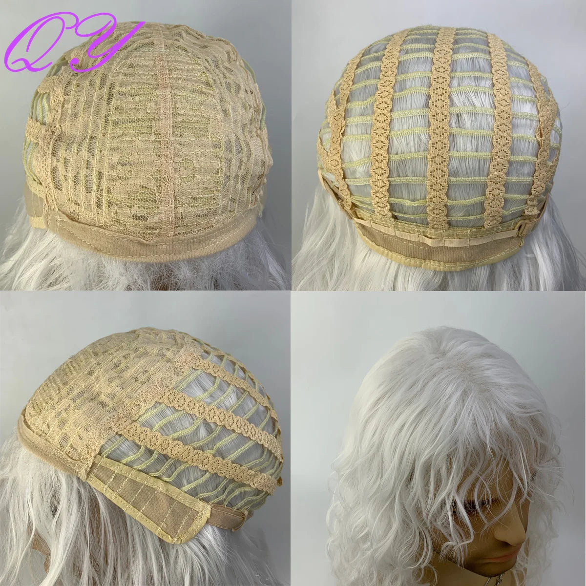 Synthetic Men Wig Natural Curly Dark Brown Color Male Wig With Bangs Water Wave Daily or Cosplay Adjustable Man Hair Wig