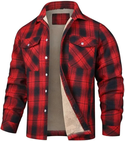 Men’s Fleece-Lined Plaid Jacket – Casual Flannel Work Coat (S–5XL)