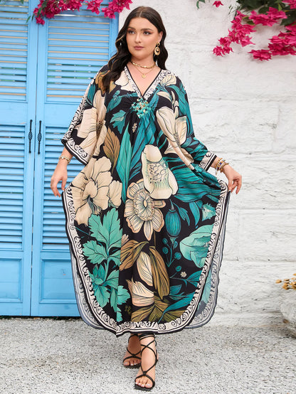 Women’s Flowing Caftan Cover-Up – Beach & Poolside Elegance
