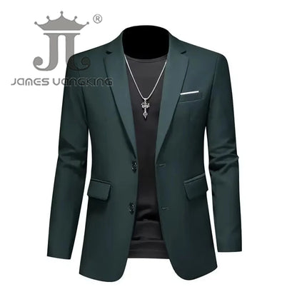 Men’s & Teens Solid Color Single-Button Blazer – Formal & Semi-Formal