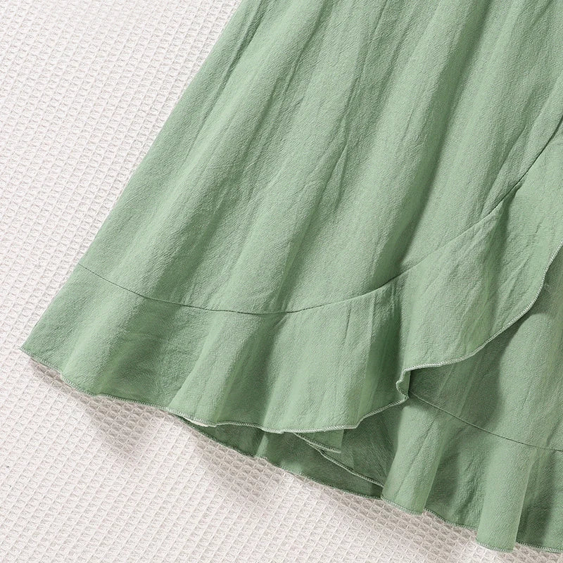 Girls’ Bow-Detail Summer Dress – Sleeveless, Asymmetrical Hem