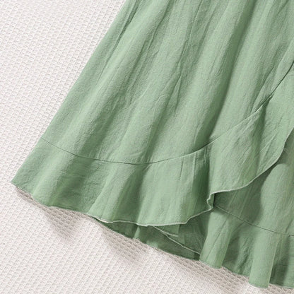 Girls’ Bow-Detail Summer Dress – Sleeveless, Asymmetrical Hem