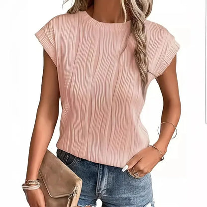 Women’s Pleated Cap Sleeve Top – Lightweight Summer Cruise Tee