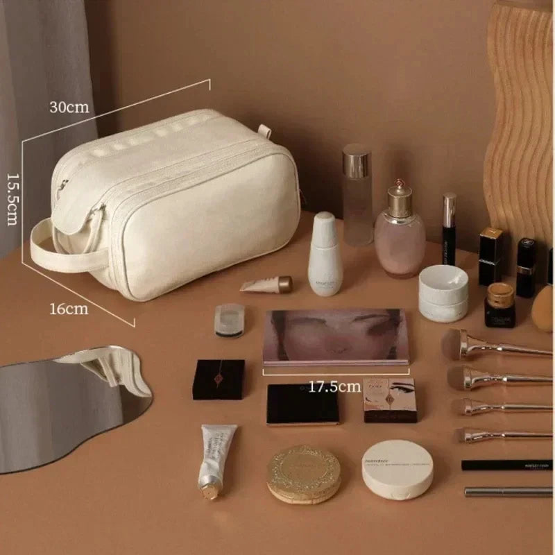 Large Travel Makeup Organizer Bag – Double Zipper Storage