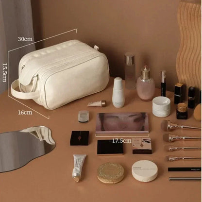 Large Travel Makeup Organizer Bag – Double Zipper Storage