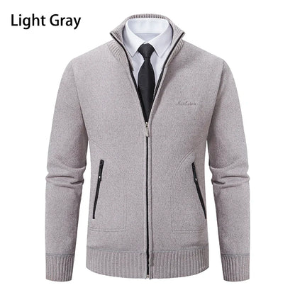 Men’s Stand-Collar Zip Knit Cardigan – Thick, Warm, Everyday Layer