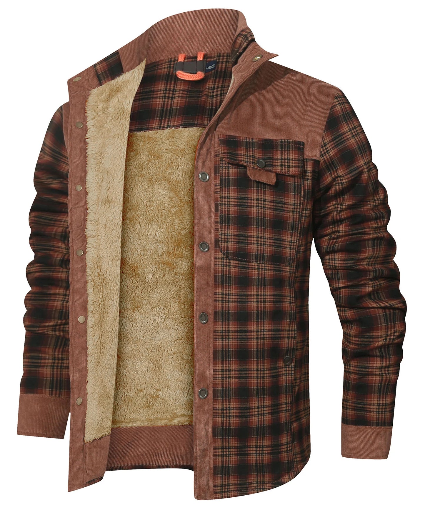Men's Jackets Winter Windproof Warm Casual Bomber Coat Plaid Sherpa Lined Flannel Outdoor Classic Jacket Men US Size
