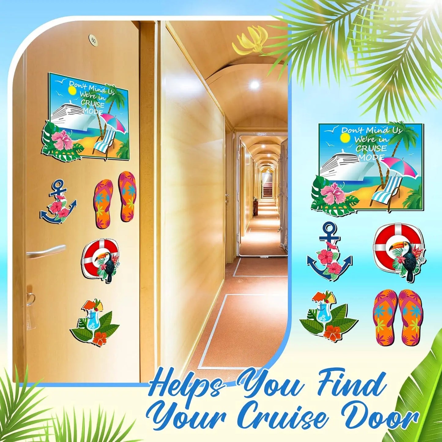 6-Piece Cruise Door Magnet Set – Tropical Cruise Mode Decoration