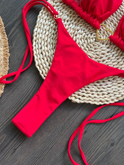 Halter Solid Triangle Bikini Set