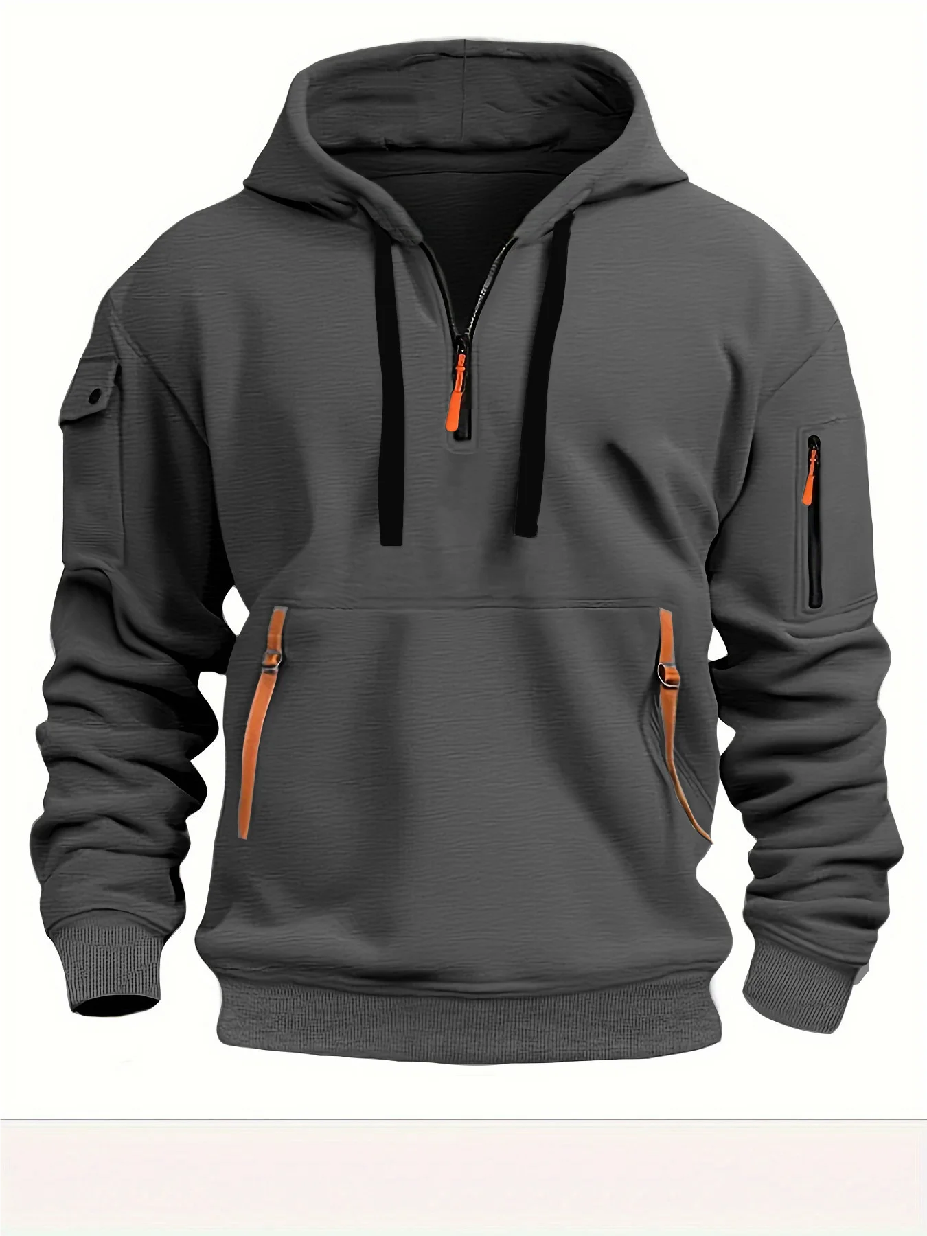 Men’s Fleece – Lined Hoodie – Warm Zip – Up Sweatshirt for Fall & Winter – Black – 2XL