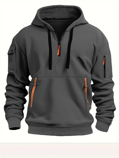 Men’s Fleece – Lined Hoodie – Warm Zip – Up Sweatshirt for Fall & Winter – Black – 2XL