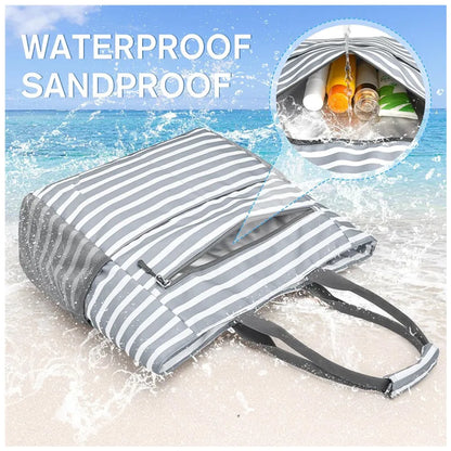 Large Waterproof Beach Tote Bag – Foldable Travel Storage