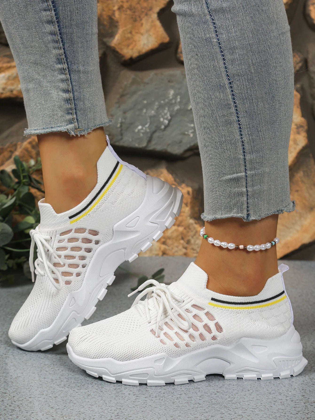 Women's peek-a-boo mesh Leopard print sneakers