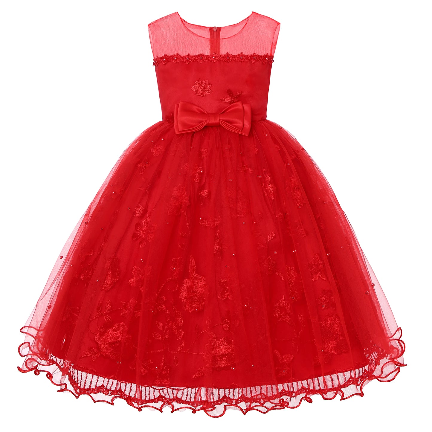 Girls' Lace Formal Dress – Elegant Sleeveless Ball Gown