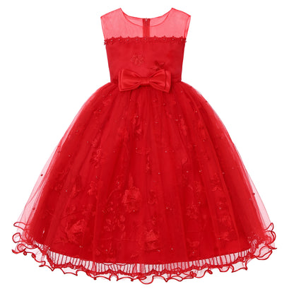 Girls' Lace Formal Dress – Elegant Sleeveless Ball Gown