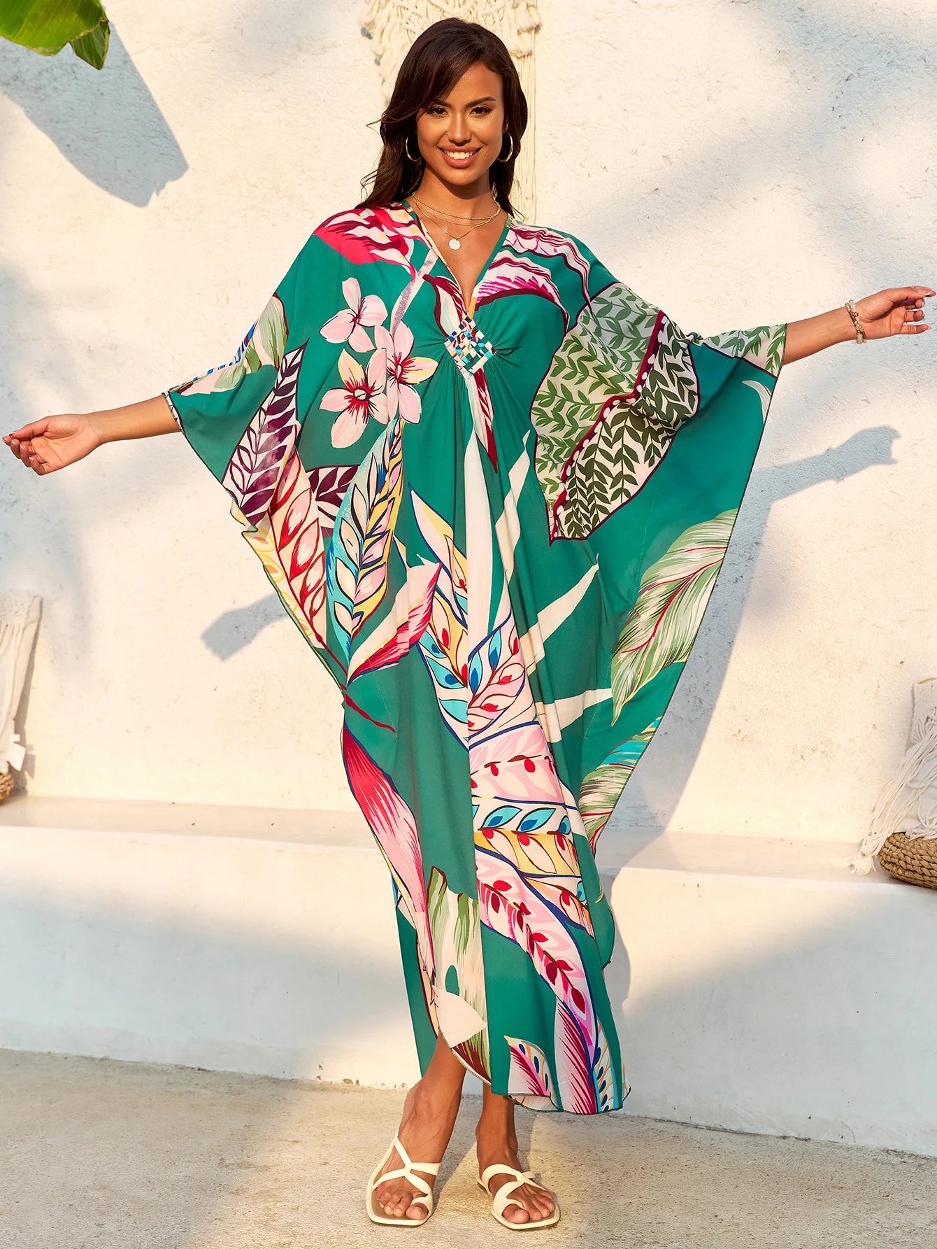 Women’s Flowing Caftan Cover-Up – Beach & Poolside Elegance