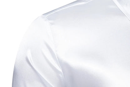 Men’s Satin Dress Shirt – Long Sleeve Formal Button Down