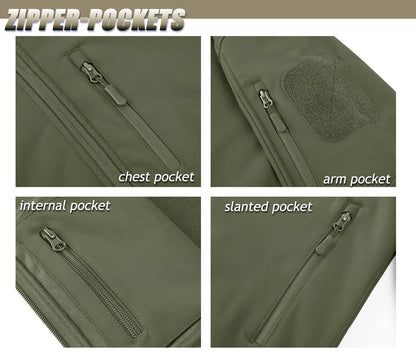 Men’s Waterproof Softshell Fleece Jacket – Hooded, Multi-Pocket, Outdoor Ready