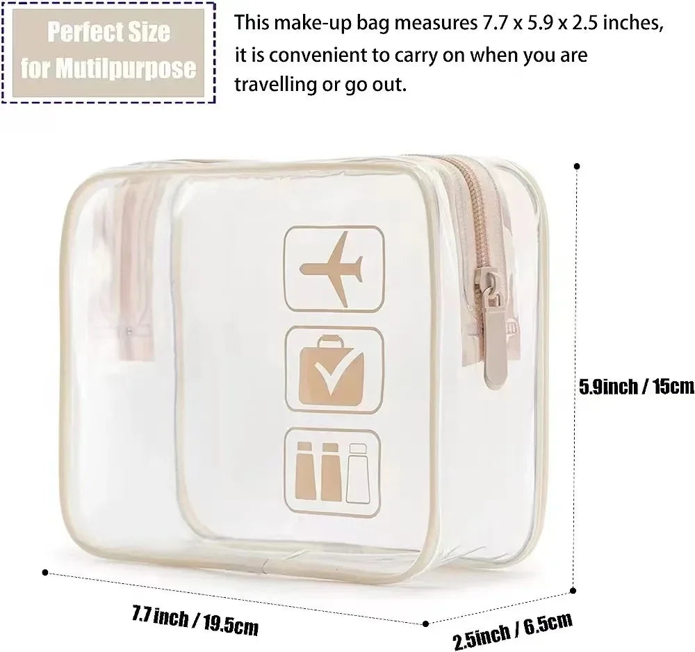 Clear PVC Travel Toiletry Bag – Zip Pouch for Cruise & Air Travel