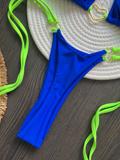 Halter Solid Triangle Bikini Set