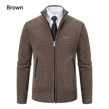 Men’s Stand-Collar Zip Knit Cardigan – Thick, Warm, Everyday Layer