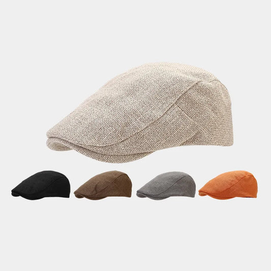 Set of five different colored caps on a white background