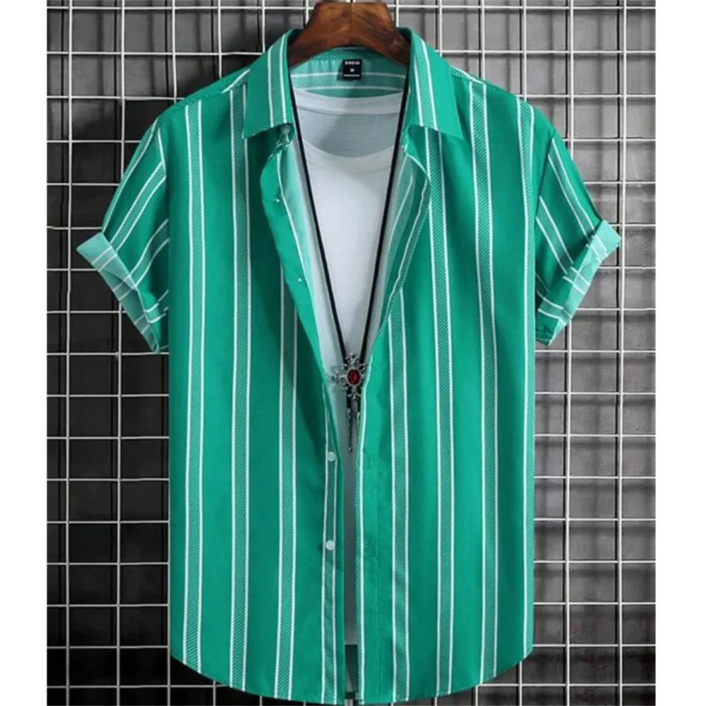 Hawaiian Shirts for Men Black Print High-Quality Men's Clothing Loose Oversized Shirts and Blooms Summer Casual Short Sleeve - The Dock Drop