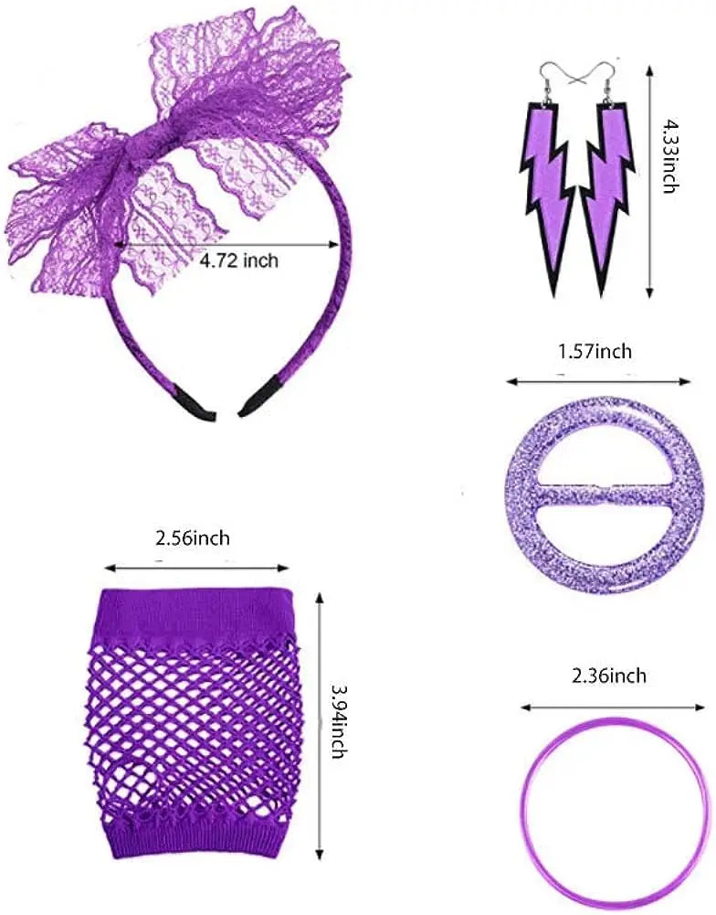 Women’s 80s Neon Accessory Set – Purple Accessory Set