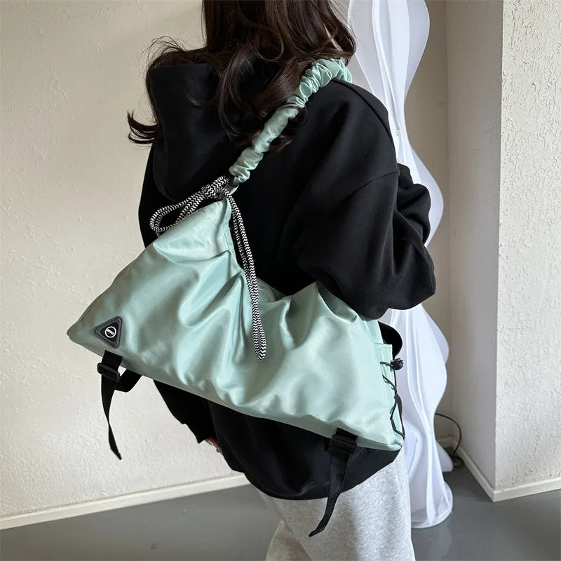 Women’s Ruched Gym Bag – Shoe Pocket, Wet Compartment & Yoga Mat Strap