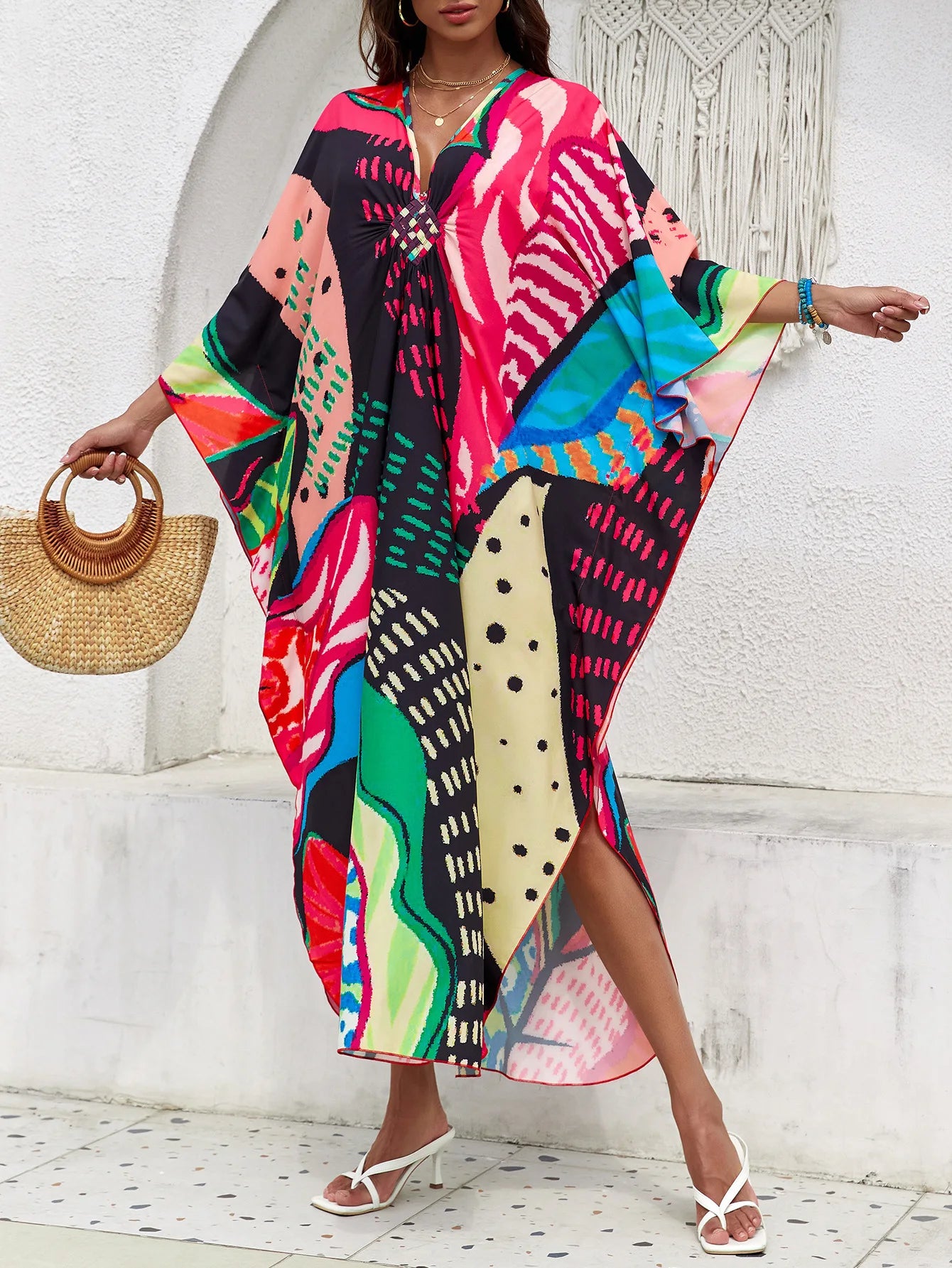 Women’s Flowing Caftan Cover-Up – Beach & Poolside Elegance
