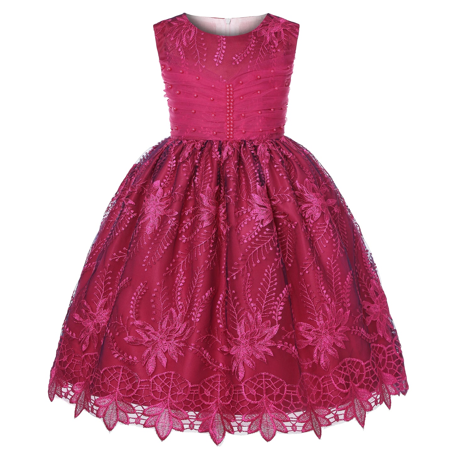 Girls' Lace Formal Dress – Elegant Sleeveless Ball Gown