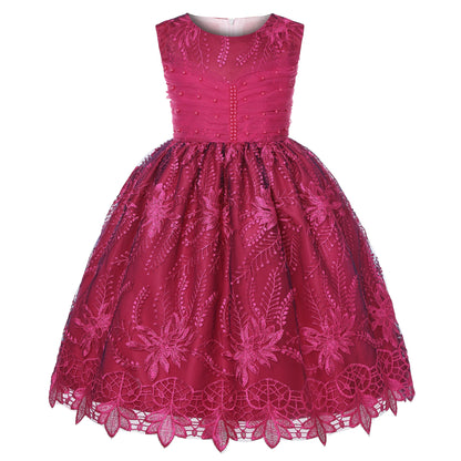 Girls' Lace Formal Dress – Elegant Sleeveless Ball Gown