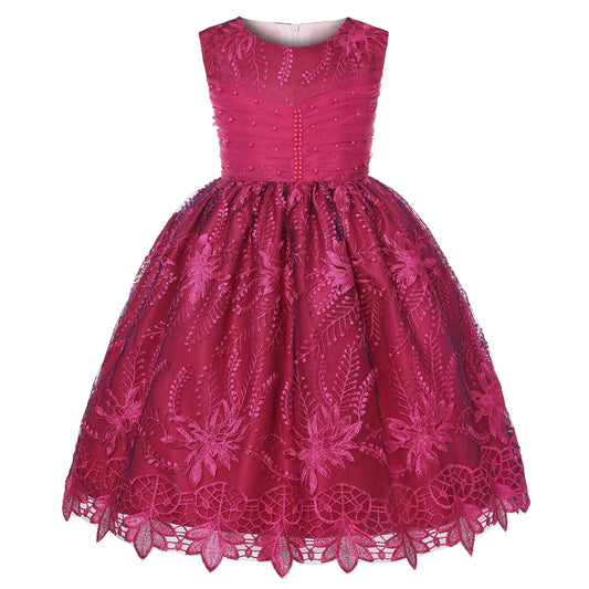 Girls' Lace Formal Dress – Elegant Sleeveless Ball Gown