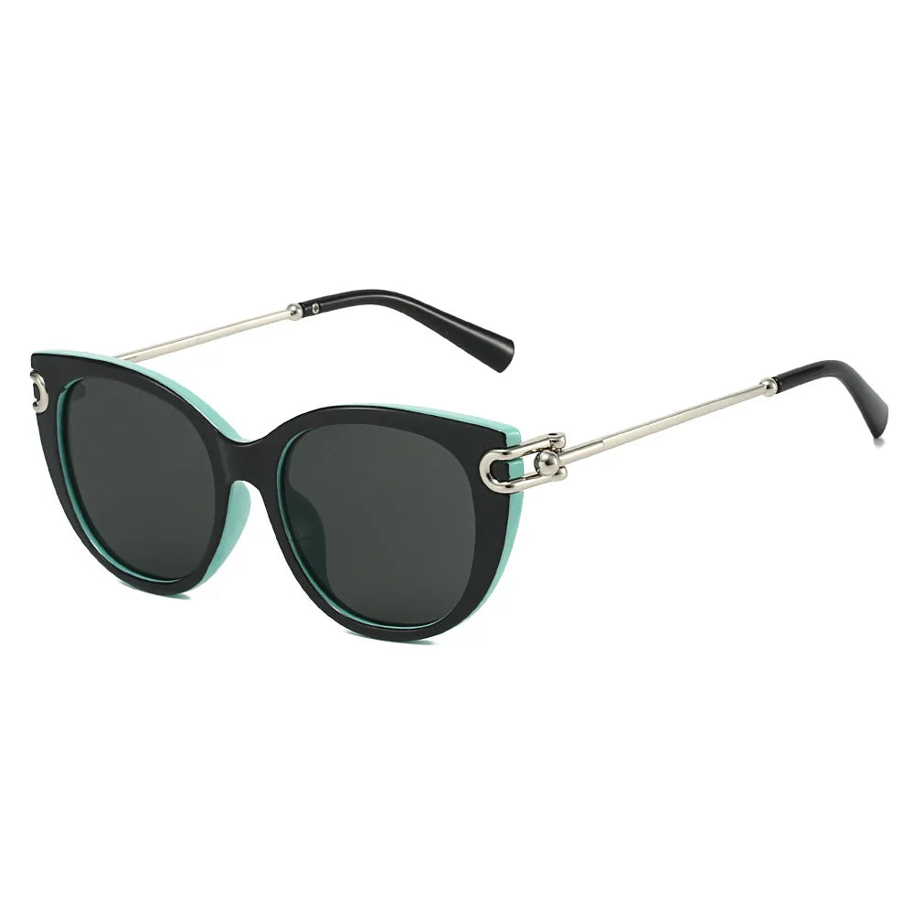 Two-Tone Square UV400 Sunglasses with Silver Accents