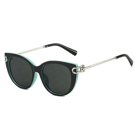 Two-Tone Square UV400 Sunglasses with Silver Accents