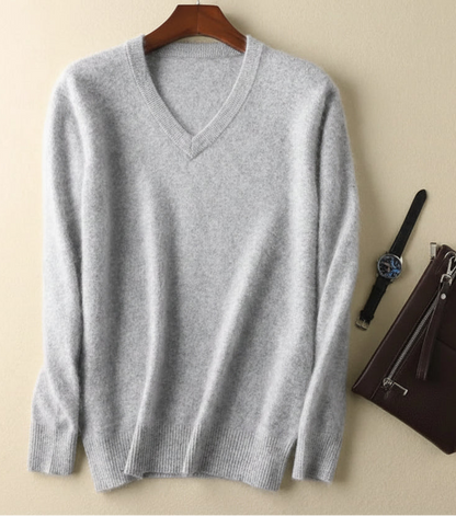 Men’s V-Neck Knit Pullover – Soft Touch, Smart Casual