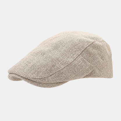 Men’s Adjustable Linen Flat Cap – Textured Casual Style