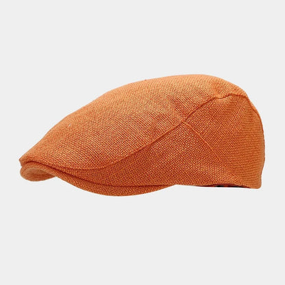 Men’s Adjustable Linen Flat Cap – Textured Casual Style