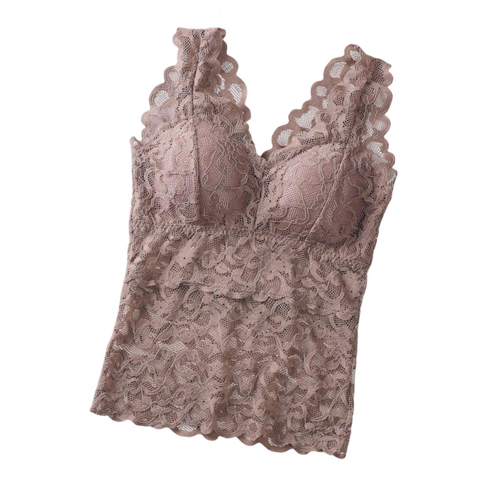 Women’s Lace V-Neck Tank Top – Soft Stretch Bralette Style