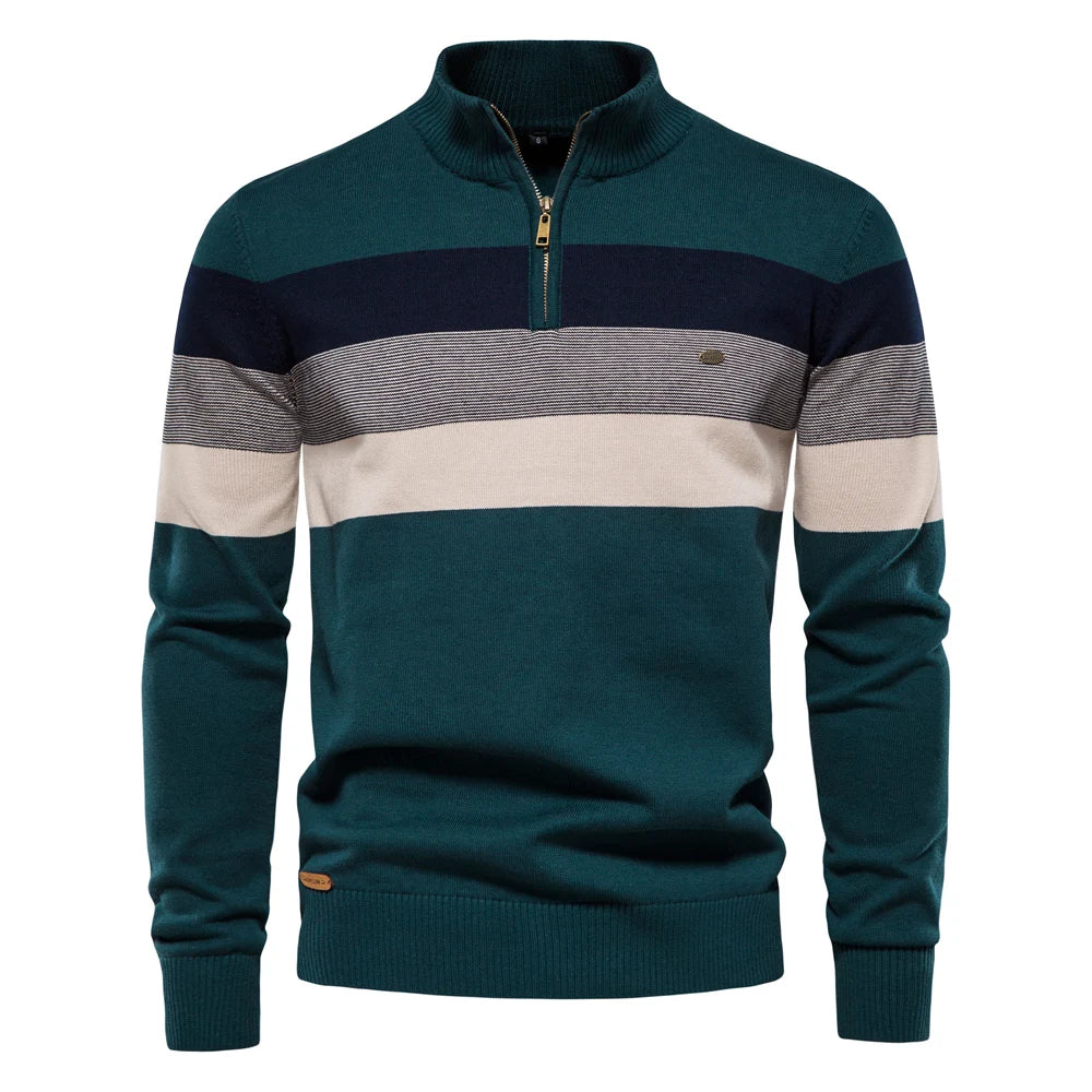 Men’s Quarter-Zip Mock Neck Knit Pullover – Long Sleeve