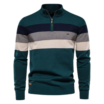 Men’s Quarter-Zip Mock Neck Knit Pullover – Long Sleeve