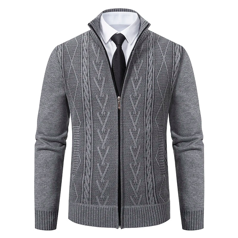 Men’s Cable Knit Zip-Up Sweater – Warm, Winter Casual, Soft Knit