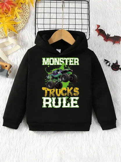 Kids Monster Truck Hoodie – Graphic Pullover, Long Sleeve