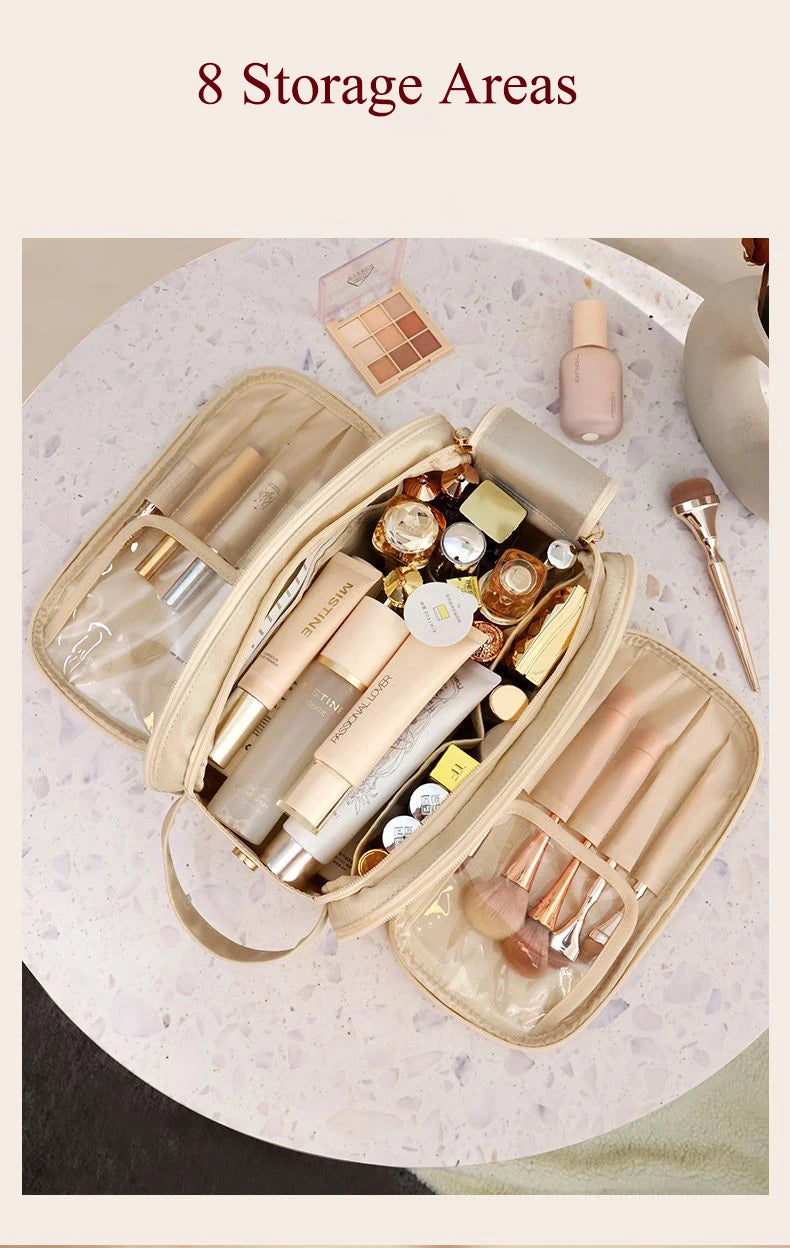 Large Travel Makeup Organizer Bag – Double Zipper Storage