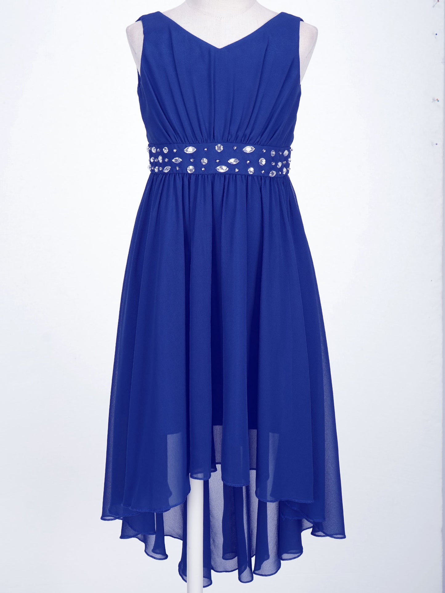 Girls’ Beaded Hi-Low Chiffon Dress – Flower Girl & Party