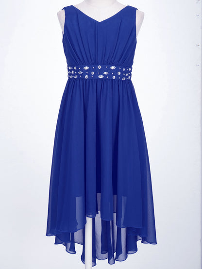 Girls’ Beaded Hi-Low Chiffon Dress – Flower Girl & Party