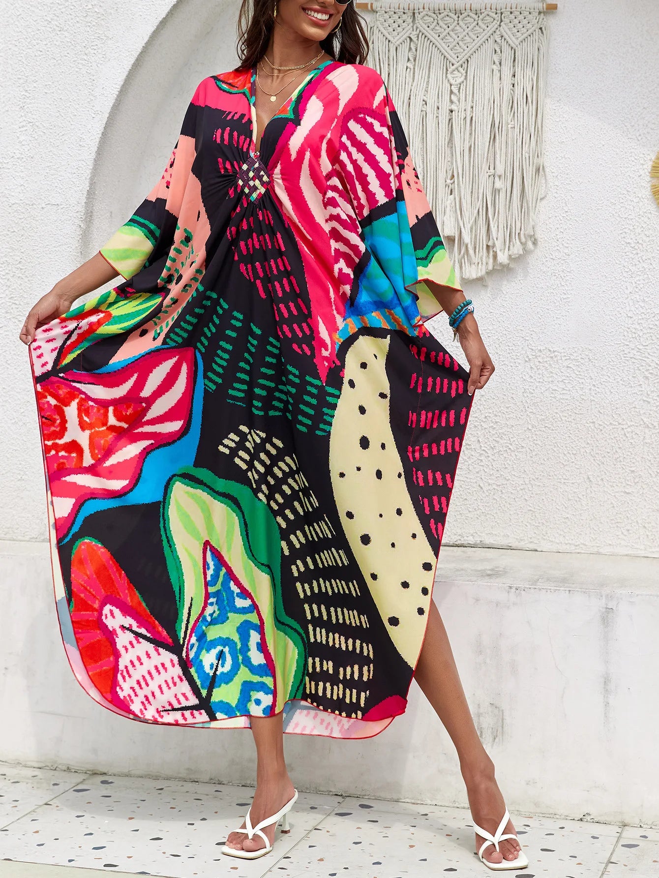 Women’s Flowing Caftan Cover-Up – Beach & Poolside Elegance