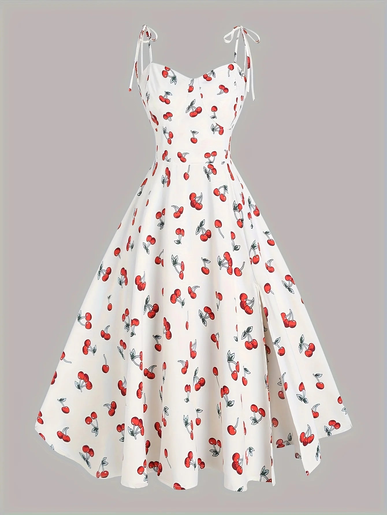 Women’s Floral A-Line Bow-Tie Dress – Sweetheart Neck, Adjustable Straps