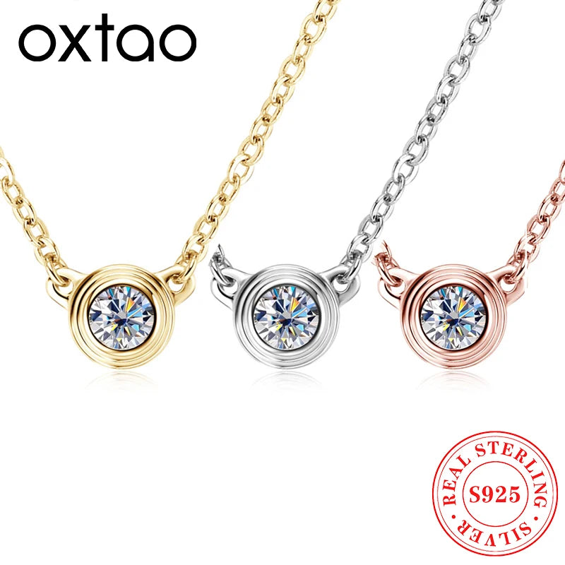 Women’s Sterling Silver Moissanite Pendant Necklace – 3mm D-Color Stone